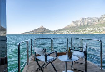 Charter yacht SALT fold-down balcony with seating