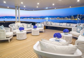 luxe main deck aft with alfresco lounge aboard charter yacht MISCHIEF