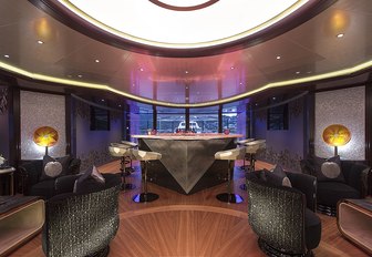 art deco-style bar on board luxury yacht KISMET