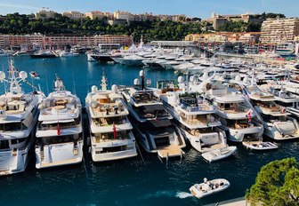 Superyachts in Port Hercules for the Monaco Grand Prix 2018 