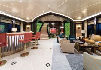 Luxury yacht charter WHISPER interior lounge area and wetbar