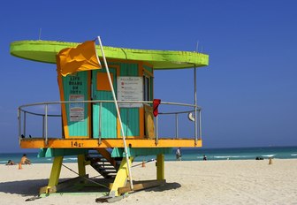 colourful lifeguard hut on South Beach in Miami, Florida