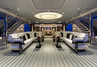 seating area on the main deck aft of charter yacht OKTO 