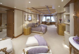 A guest cabin featured on board Feadship charter yacht CALLISTO