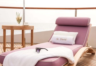 A bespoke sunlounger on board superyacht 'St David'