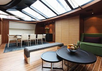 interior dining area on board luxury yacht ‘State of Grace’