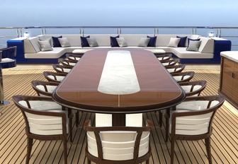 Superyacht charter ANGELIQUE alfresco dining setup