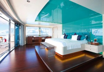 The master cabin on board sailing yacht AQUIJO