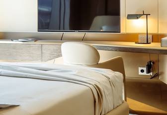 Charter yacht THIS IS IT cabin with TV and desk