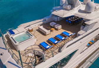 Charter yacht VICTORIA DEL MAR aerial view of sundeck