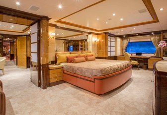 timeless styling in master suite aboard luxury yacht DIANE