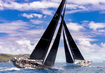 two sailing yachts do battle at Les Voiles de Saint Barth