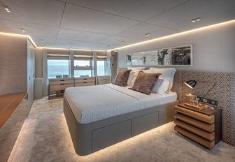 Super yacht charter ONE ZERO master cabin overview