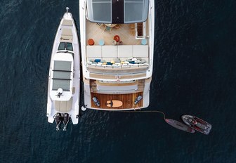Charter yacht SAL aerial with tender adjacent