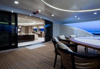 The private terrace attached to a stateroom on board superyacht O'PARI 3