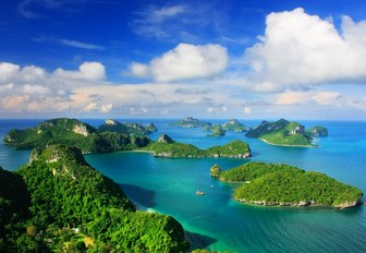 Aerial view of islands in South East Asia