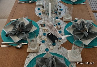 Tablescape in natural and teal hues