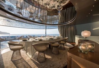 beautiful semi-alfresco dining area aboard motor yacht SAVANNAH 