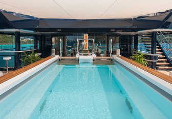 Infinity pool on the upper deck of Solandge Yacht