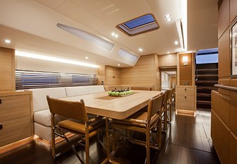 Scandinavian style dining area on board  luxury yacht SHAMANNA