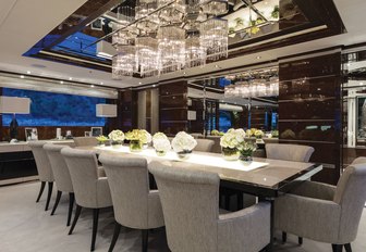 Formal dining on board charter yacht 11.11