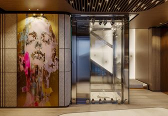 Charter yacht SILVER FOX interior rendering of corridor