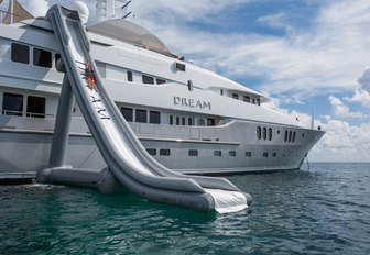 Charter guest will love the waterslide on motor yacht Dream