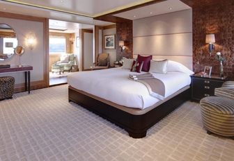 The master cabin of luxury yacht 'Lady Britt'