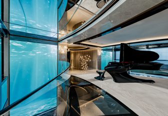 Charter yacht KISMET video wall and piano