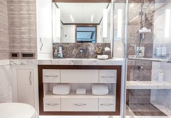 Charter yacht CYNDERELLA ensuite with white sink unit