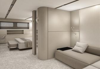 Charter yacht ORIY master cabin seating area