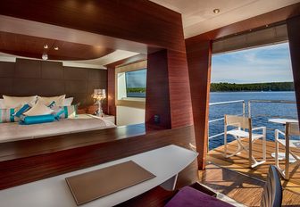 Charter yacht KATINA master cabin balcony and seating