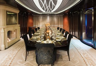 grand dining salon on board charter yacht KISMET