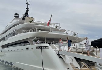 brokers climbing aboard superyacht O'Pari