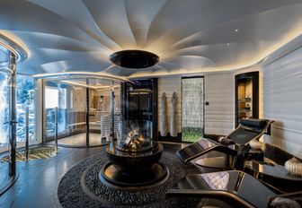 Overview of spa and loungers onboard charter yacht KISMET