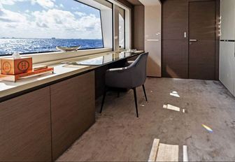 Charter yacht NO SURRENDER master cabin bureau by large window