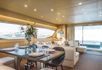 Main salon of luxury charter yacht This is Mine