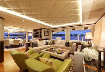 seating area in the main salon aft aboard luxury yacht AURELIA