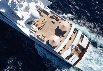an overhead view of the sundeck aboard motor yacht ‘Indian Empress’ 