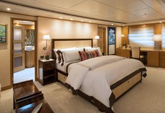 light and airy master suite on board motor yacht WILDFLOUR 
