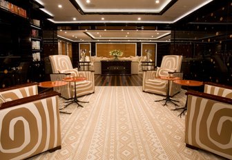 The four seats which are situated in the private salon of luxury yacht 'Alfa Nero'
