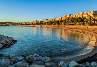 Sweep of Cannes beach along the Croisette