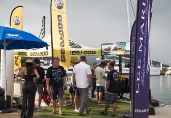 visitors browse the exhibitor stands at the Thailand Yacht Show & Rendezvous 