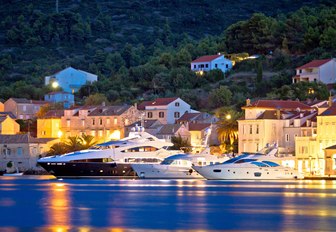 Superyachts at anchor in Croatia