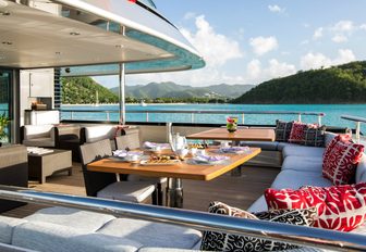 seating area set for dining on board luxury yacht SLIPSTREAM