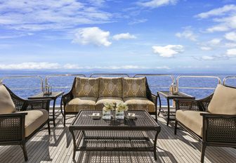 stylish alfresco lounge on board motor yacht Silver Lining