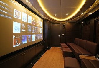 The home cinema featured on board luxury yacht TATIANA