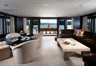 casual sophistication of the skylounge aboard charter yacht MAJESTIC 