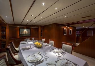 formal dining area on board charter yacht ‘Northern Sun’ 
