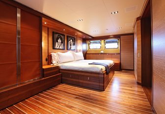 spacious master suite with walnut floor aboard sailing yacht ‘State of Grace’ 
